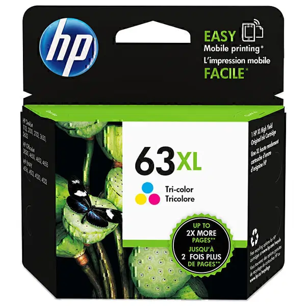 HP #63XL Tri Colour High Yield Ink Cartridge F6U63AA