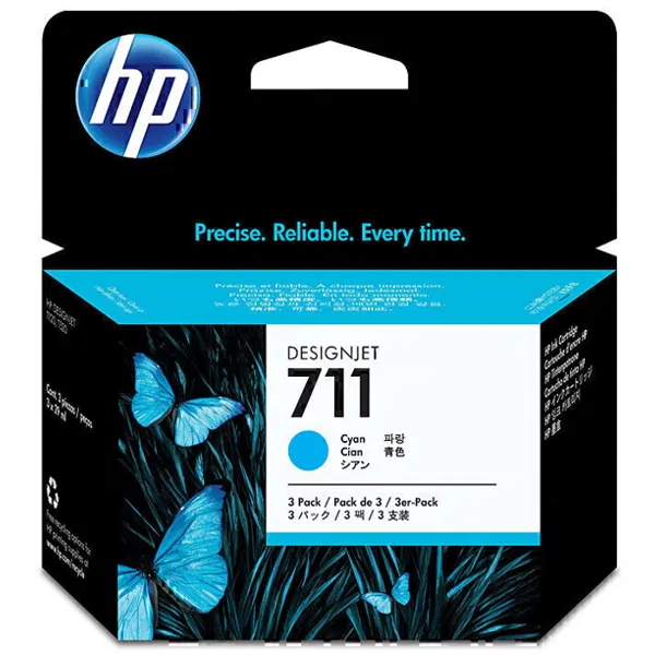 HP #711 29ml Cyan 3 Pack Ink Cartridge CZ134A