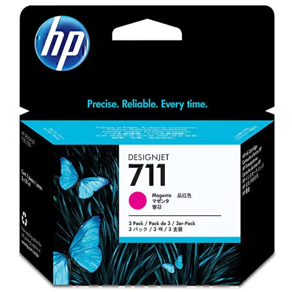 HP #711 29ml Magenta 3 Pack Ink Cartridge CZ135A