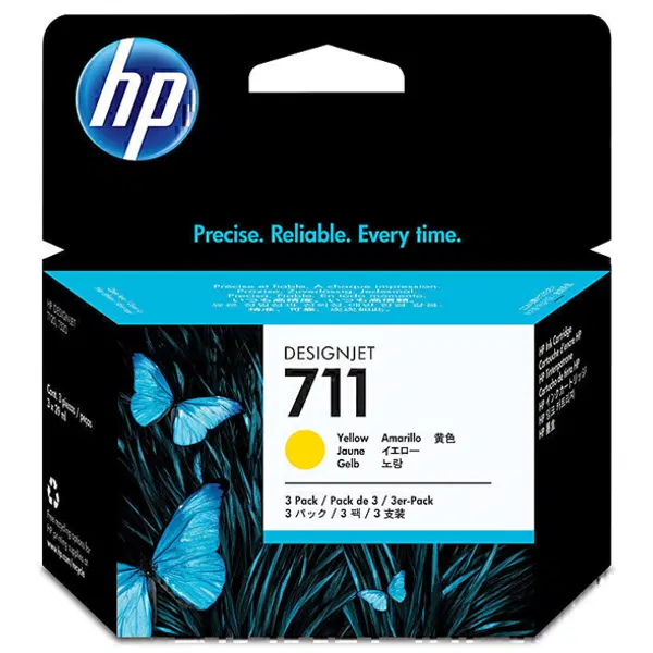 HP #711 29ml Yellow 3 Pack Ink Cartridge CZ136A