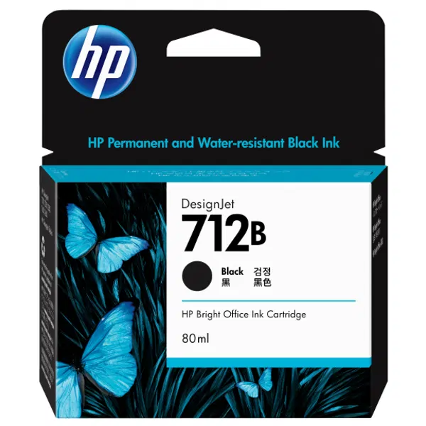 HP #712B 80ml Black Ink Cartridge 3ED29A