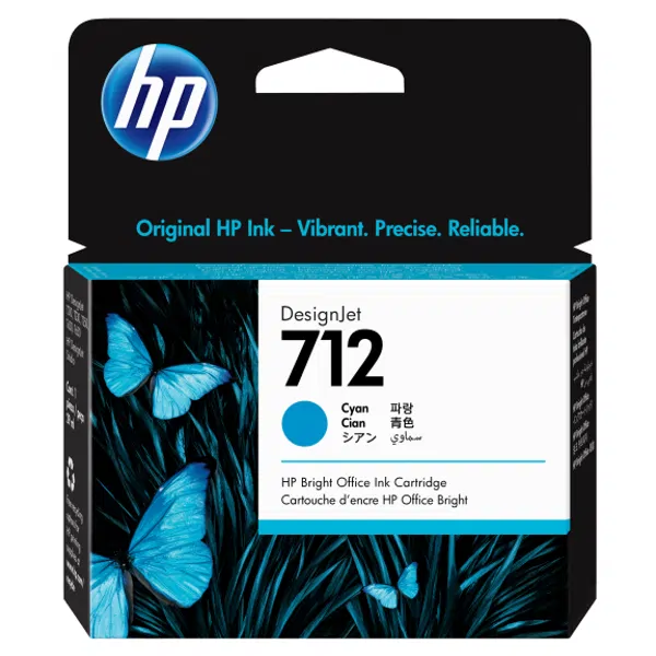 HP #712 29ml Cyan Ink Cartridge 3ED67A
