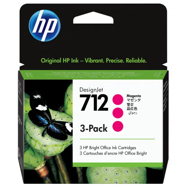 HP #712 29ml Magenta 3 Pack Ink Cartridge 3ED78A