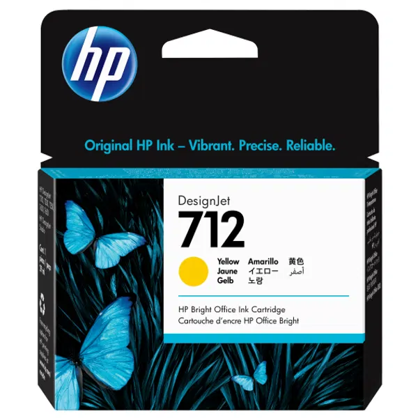 HP #712 29ml Yellow Ink Cartridge 3ED69A