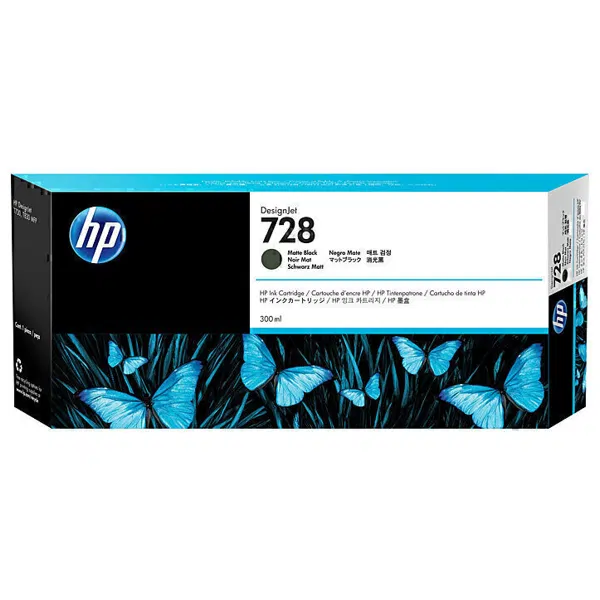 HP #728B 300ml Matte Black Ink Cartridge 3WX30A