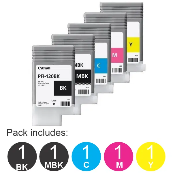 5 Pack – PFI120 (1BK,1MBK,1C,1M,1Y)