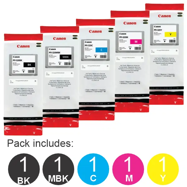 5 Pack – PFI320 (1BK,1MBK,1C,1M,1Y)