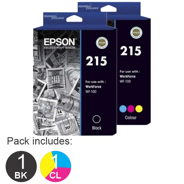 2 Pack – Epson 215 (1BK,1CL) Ink Cartridges