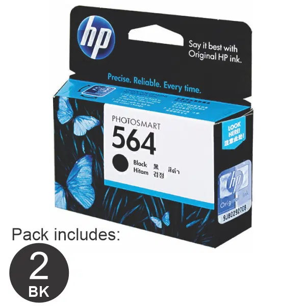 2 x HP #564 Black Ink Cartridge CB316WA