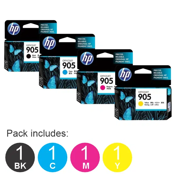 4 Pack – HP #905 (1BK,1C,1M,1Y) Ink Cartridges