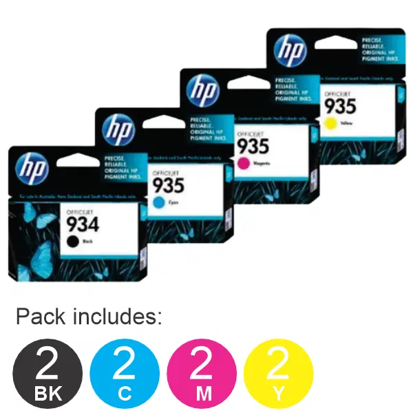 8 Pack – HP #934 & #935 C/M/Y (2BK,2C,2M,2Y) Ink Cartridges