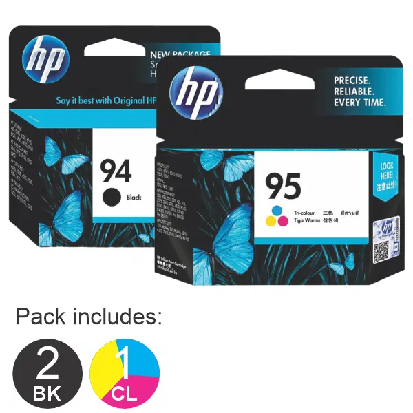 3 Pack – HP #94 & #95 (2BK,1CL) Ink Cartridges