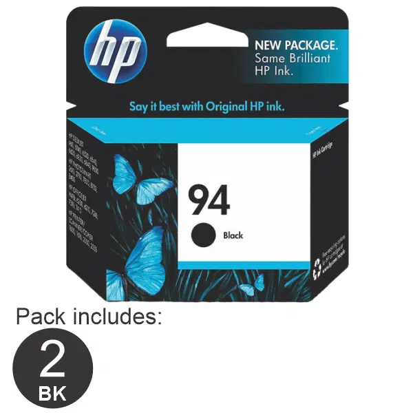 2 x HP #94 Black Ink Cartridge C8765WA