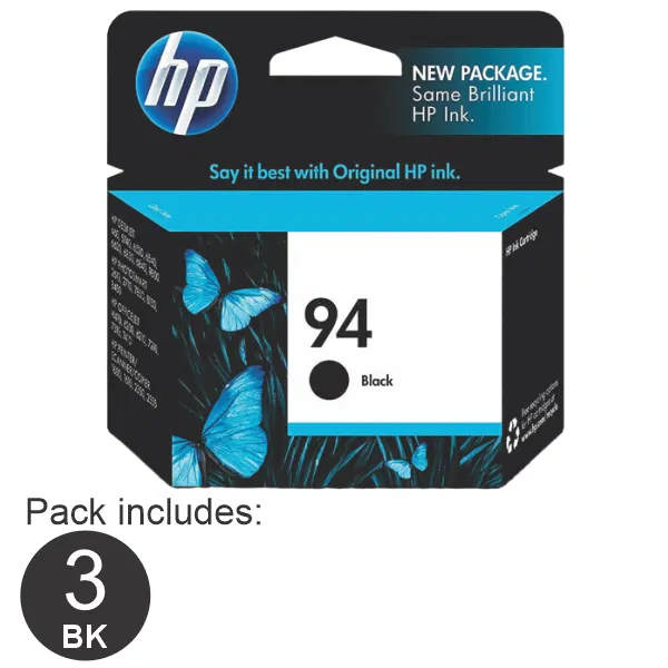 3 x HP #94 Black Ink Cartridge C8765WA