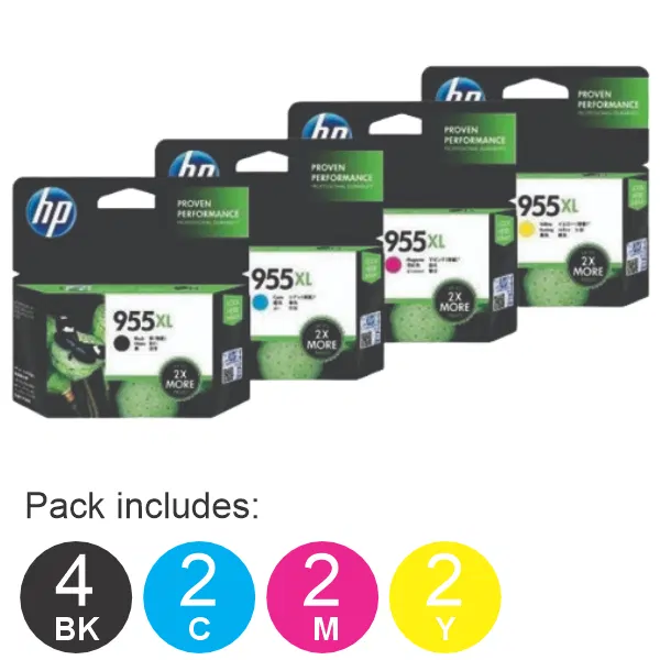 10 Pack – HP #955XL (4BK,2C,2M,2Y) High Yield Ink Cartridges