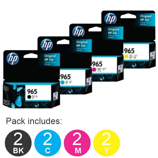 8 Pack – HP #965 (2BK,2C,2M,2Y) Ink Cartridges