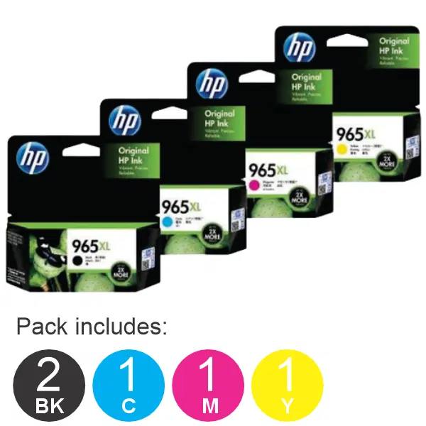 5 Pack – HP #965XL (2BK,1C,1M,1Y) High Yield Ink Cartridges