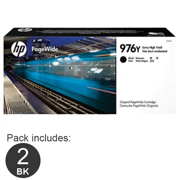 2 x HP #976Y Black Ink Cartridge L0R08A