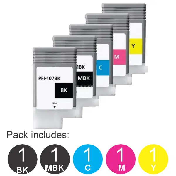 5 Pack – PFI107 (1BK,1MBK,1C,1M,1Y)