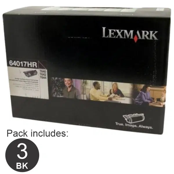 3 x Lexmark 64017HR Black Toner Cartridge 64017HR