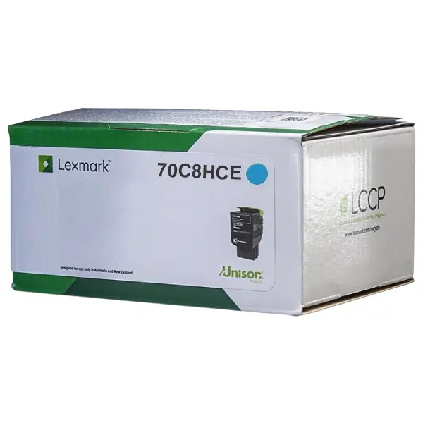 Lexmark 708HC (70C8HCE) High Yield Cyan Toner Cartridge 70C8HCE