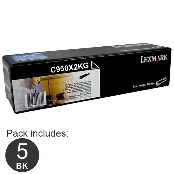 5 x Lexmark C950X2KG Black Toner Cartridge C950X2KG