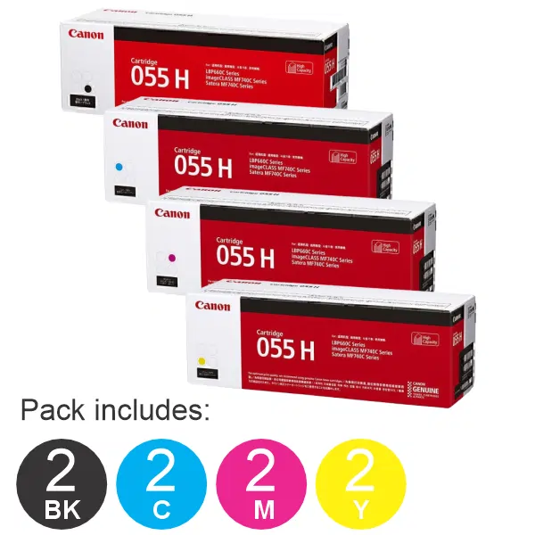 8 Pack Brother CART055 (2BK,2C,2M,2Y) High Yield Toner Cartridge