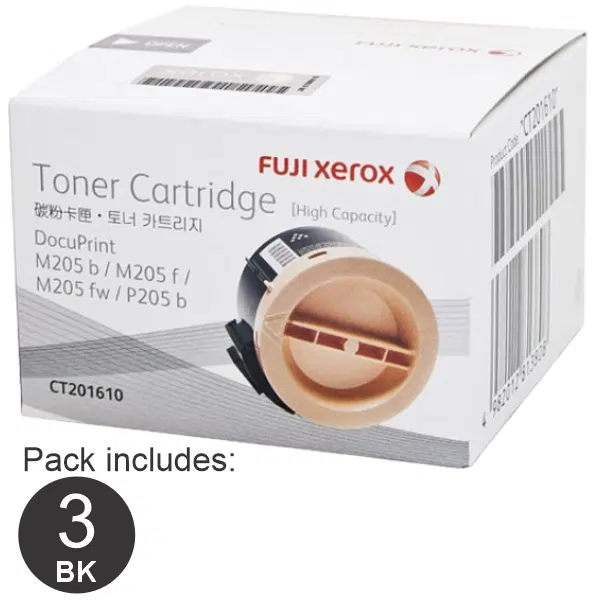 3 x Fuji Xerox CT201610 Black High Yield Toner Cartridge CT201610