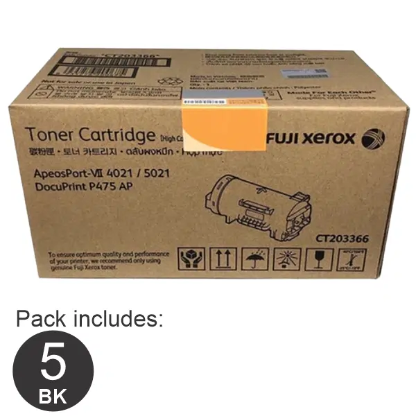 5 x Fuji Xerox CT203366 Black Toner Cartridge CT203366