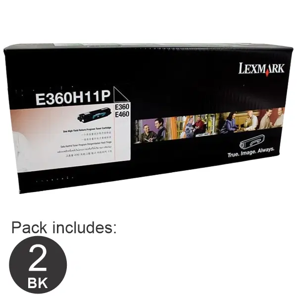 2 x Lexmark E360H11P Black Toner Cartridge E360H11P