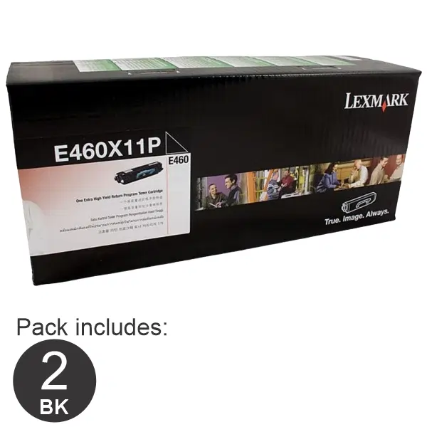 2 x Lexmark E460X11P Black Toner Cartridge E460X11P