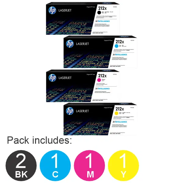 5 Pack HP #212X (1BK,1C,1M,1Y) Toner Cartridge