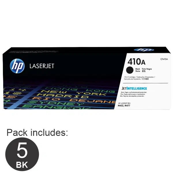 5 x HP #410A Black Toner Cartridge CF410A