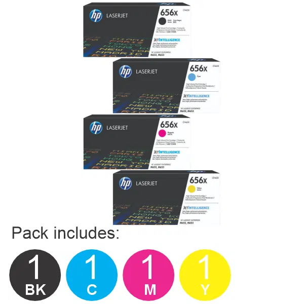 4 Pack HP #656X (1BK,1C,1M,1Y) Toner Cartridge