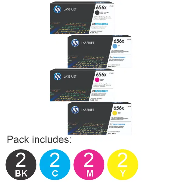 8 Pack HP #656X (1BK,1C,1M,1Y) Toner Cartridge