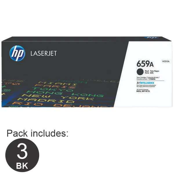 3 x HP #659A Black Toner Cartridge W2010A