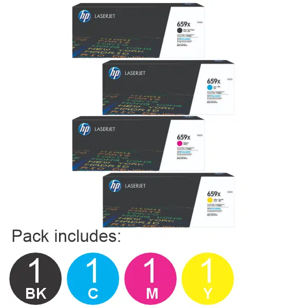 4 Pack HP #659X (1BK,1C,1M,1Y) Toner Cartridge