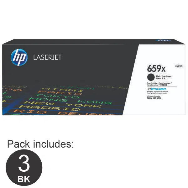 3 x HP #659X Black Toner Cartridge W2010X