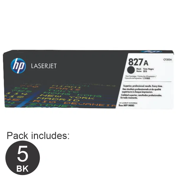 5 x HP #827A Black Toner Cartridge CF300A