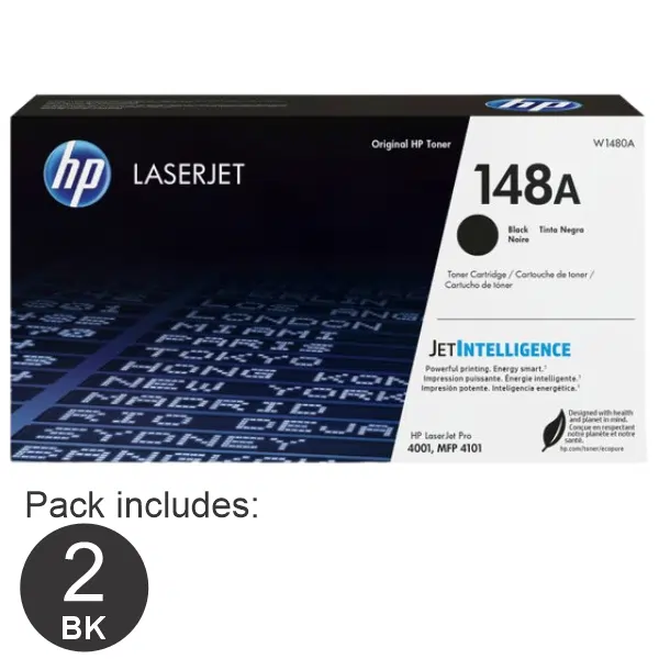 2 x HP #148A Black Toner Cartridge W1480A