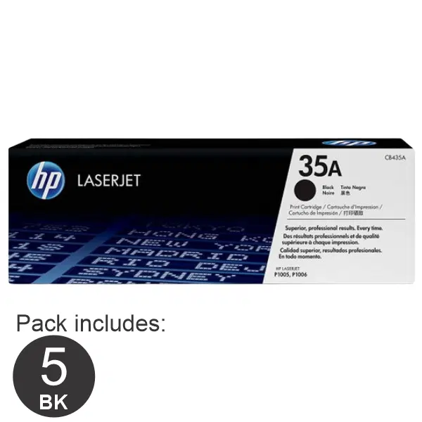 5 x HP #35A Black Toner Cartridge CB435A