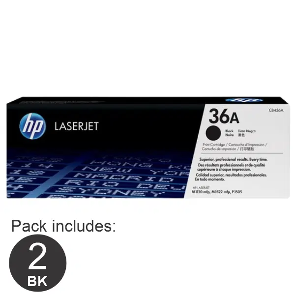 2 x HP #36A Black Toner Cartridge CB436A