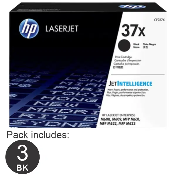 5 x HP #37X Black Toner Cartridge CF237X