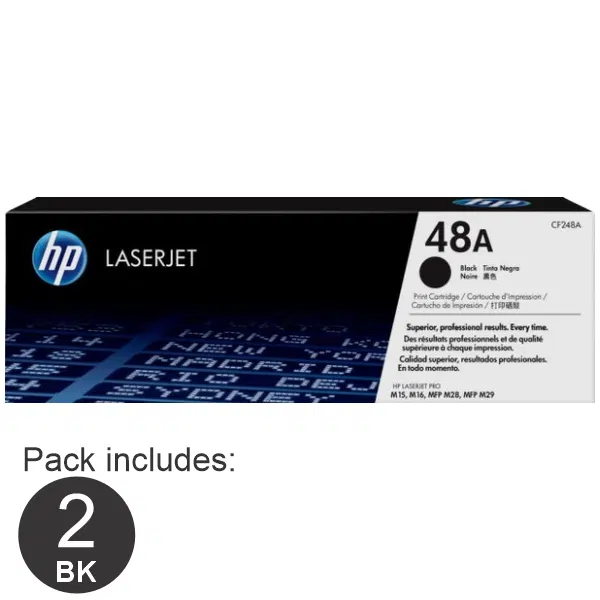 2 x HP #48A Black Toner Cartridge CF248A