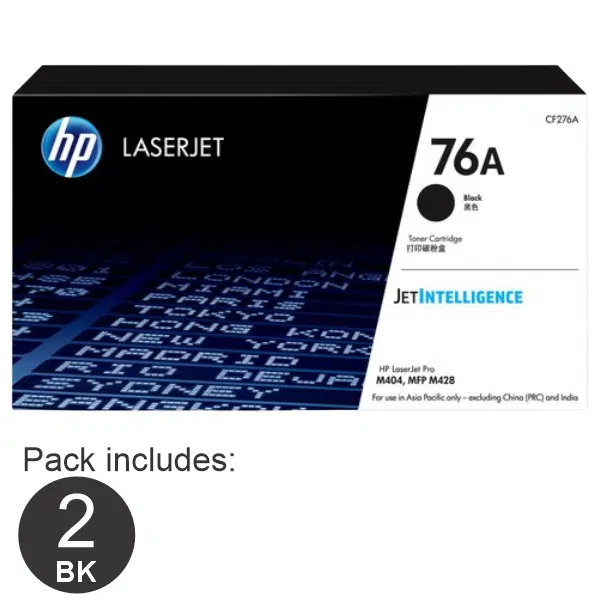 2 x HP #76A Black Toner Cartridge CF276A