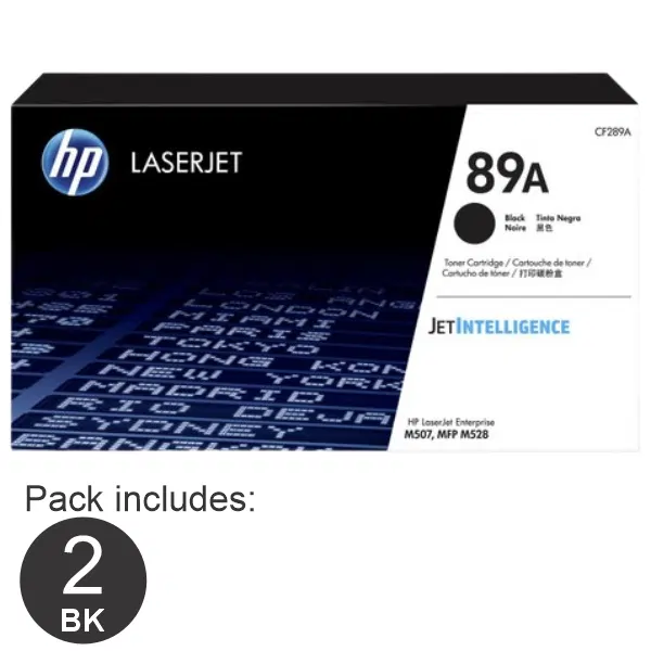 2 x HP #89A Black Toner Cartridge CF289A