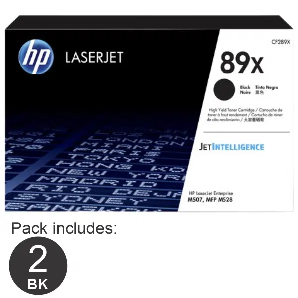 2 x HP #89X Black Toner Cartridge CF289X