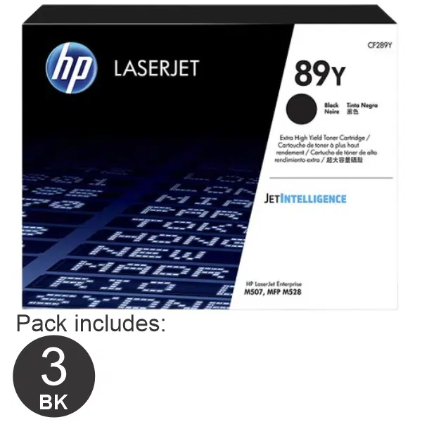3 x HP #89Y Black Toner Cartridge CF289Y