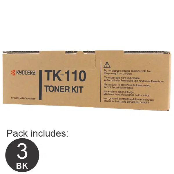 3 x Kyocera TK110 Black Toner Cartridge TK-110