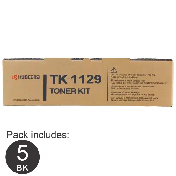 5 x Kyocera TK1129 Black Toner Cartridge TK-1129
